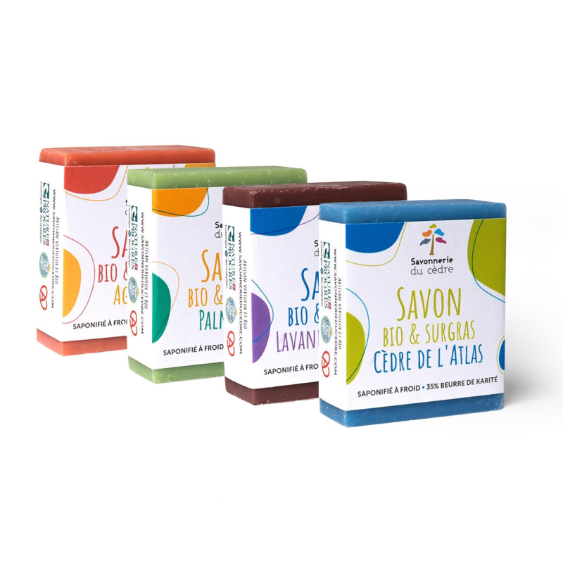 Savons surgras bio aux huiles essentielles naturelles